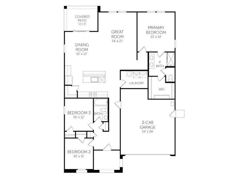 2D floor plan layout for the Daffodil II - Single Family Homes by Dream Finders Homes in Rancho Mirage, Maricopa, AZ (Image 3). 2D floor plan layout for the Daffodil II - Single Family Homes by Dream Finders Homes in Rancho Mirage, Maricopa, AZ (Image 3).