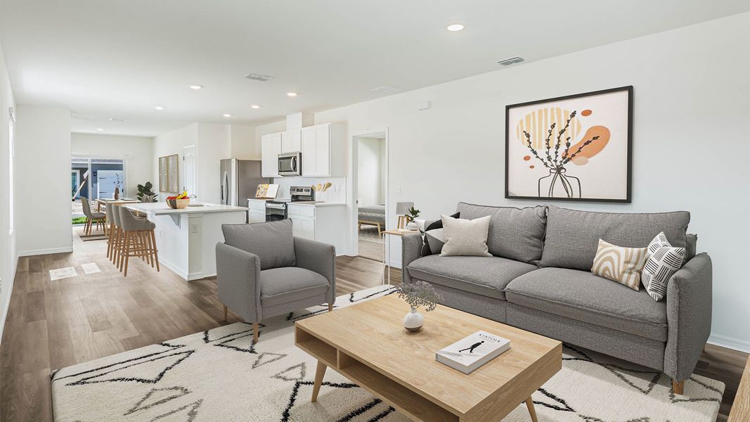 Furnished interior view inside a new home in Crossroads at Kelly Park, Apopka (Image 6). Furnished interior view inside a new home in Crossroads at Kelly Park, Apopka (Image 6).