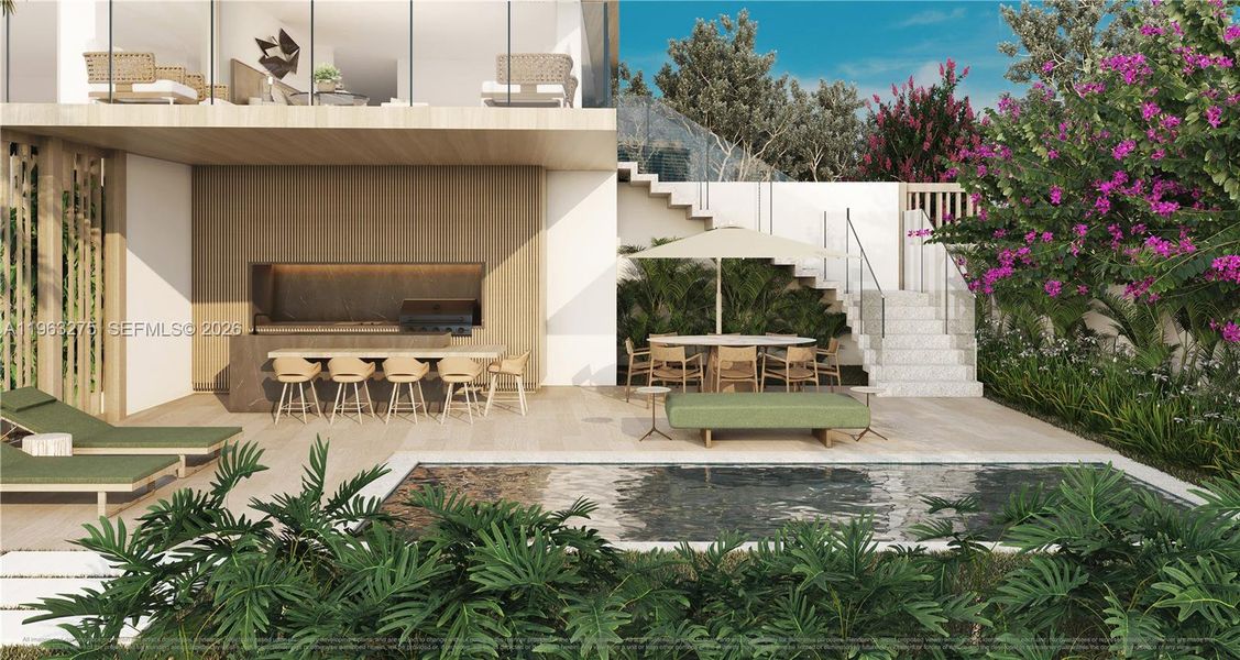 Exterior details and patio area of a home in , Bay Harbor Islands (Image 1). Exterior details and patio area of a home in , Bay Harbor Islands (Image 1).