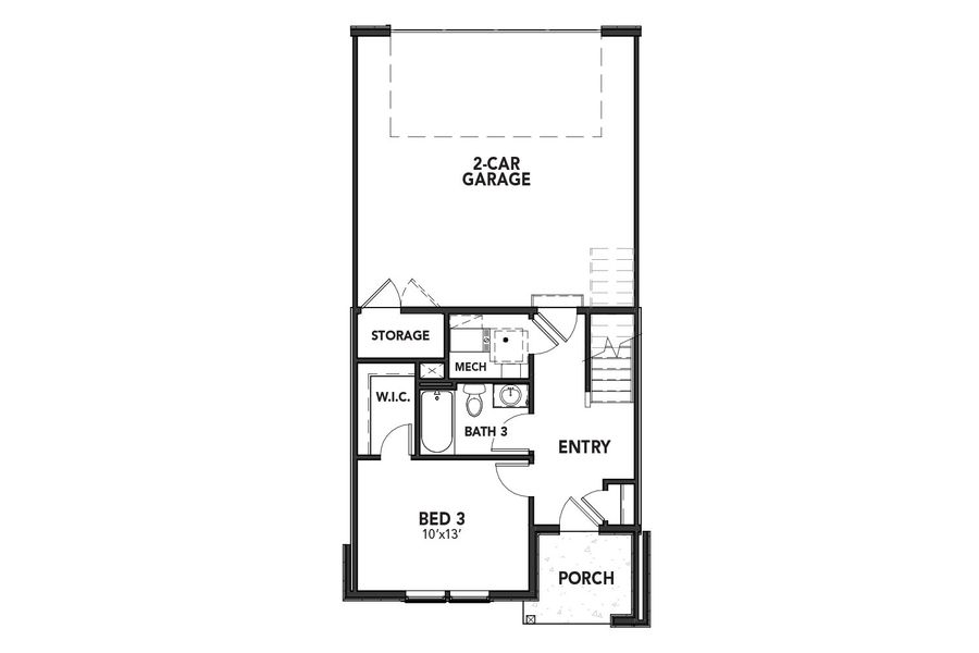 2D floor plan layout for the Elbert by Brightland Homes in Windler Townhomes, Aurora, CO (Image 3).