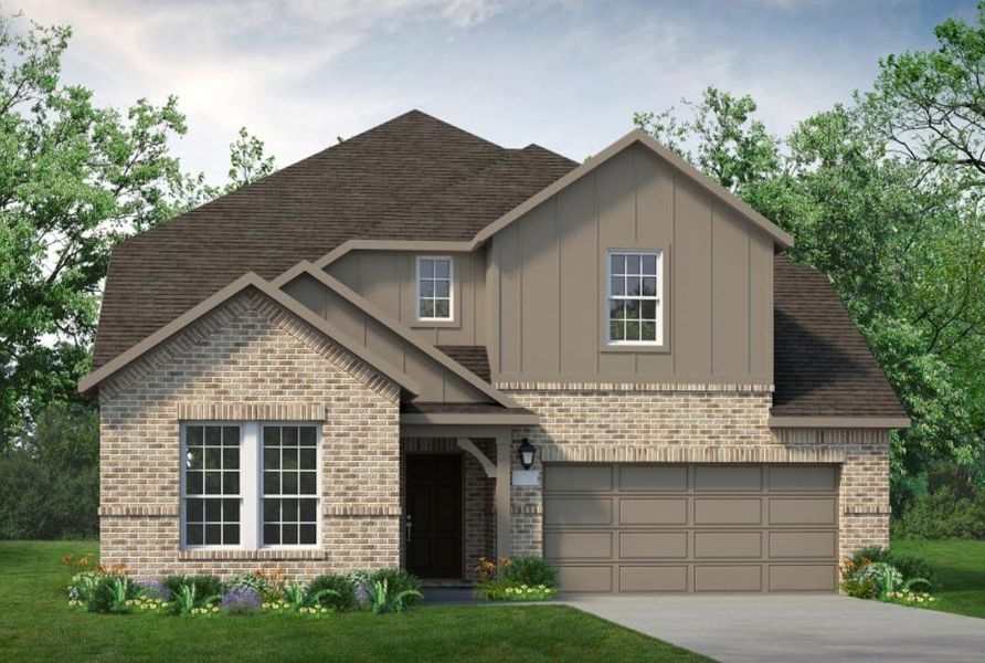 Representative exterior photo of a completed home built from the San Marcos by UnionMain Homes in Legacy Hills, Celina, TX (Image 4). Representative exterior photo of a completed home built from the San Marcos by UnionMain Homes in Legacy Hills, Celina, TX (Image 4).