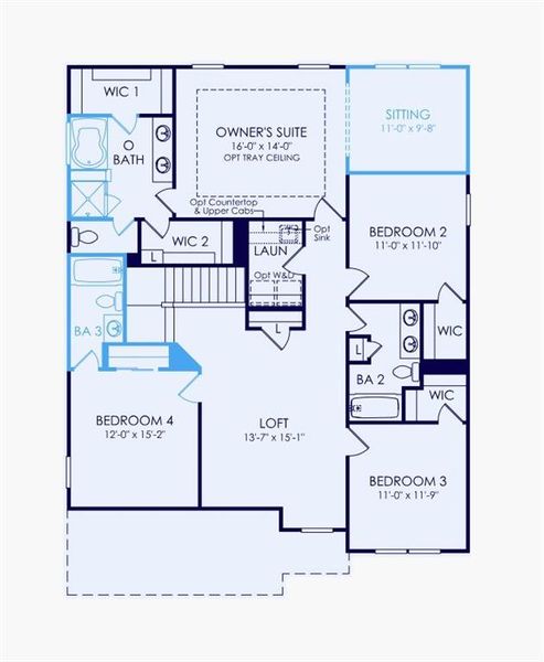 2D floor plan layout of this home in Sierra Creek, Hoschton, GA (Image 4).