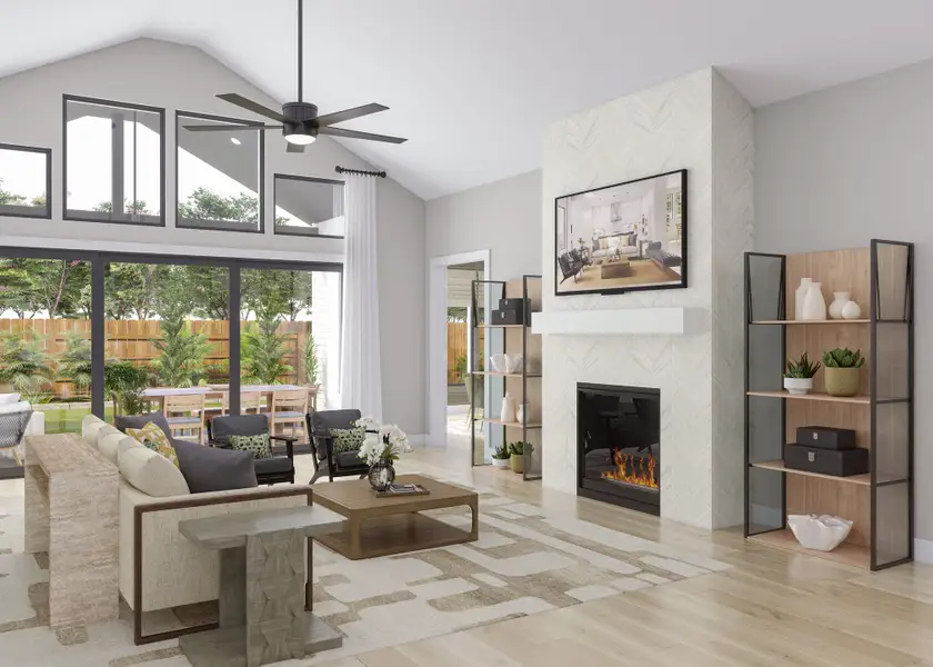 Furnished interior view inside a new home in Bridgeland, Cypress (Image 2). Furnished interior view inside a new home in Bridgeland, Cypress (Image 2).