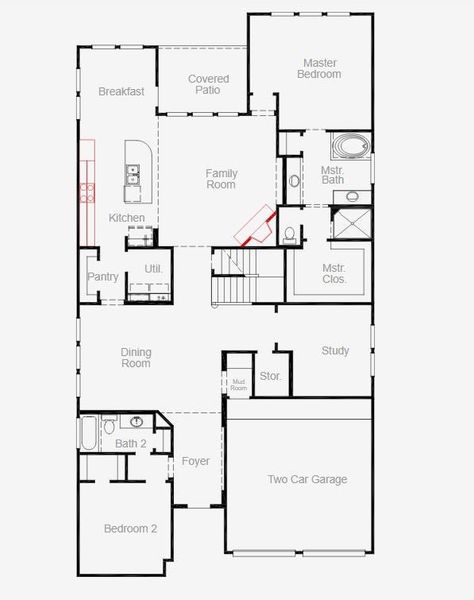 2D floor plan layout of this home in Painted Tree, McKinney, TX (Image 4).