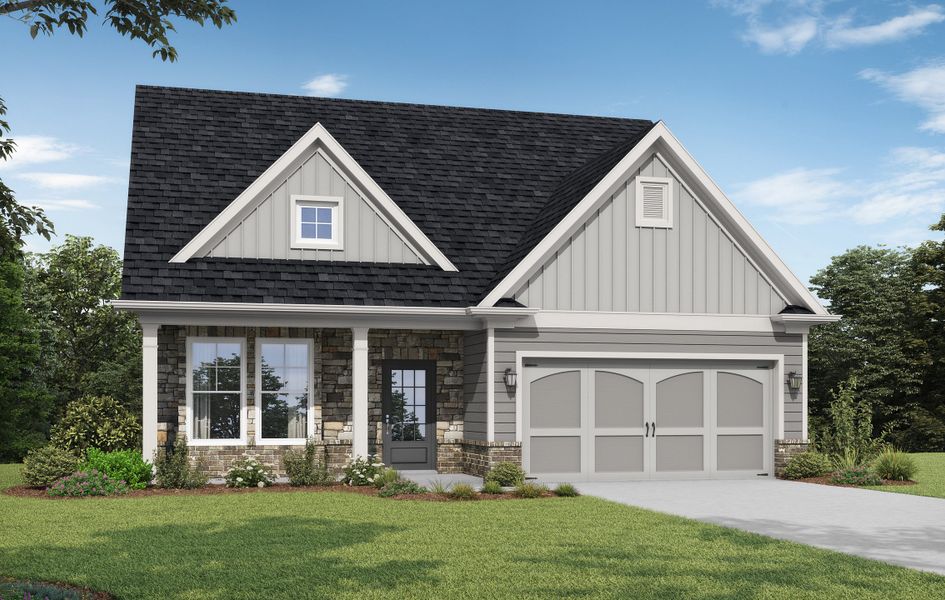 Representative exterior photo of a completed home built from the Westmoor by McKinley Homes in Cooper's Walk, Loganville, GA (Image 2). Representative exterior photo of a completed home built from the Westmoor by McKinley Homes in Cooper's Walk, Loganville, GA (Image 2).