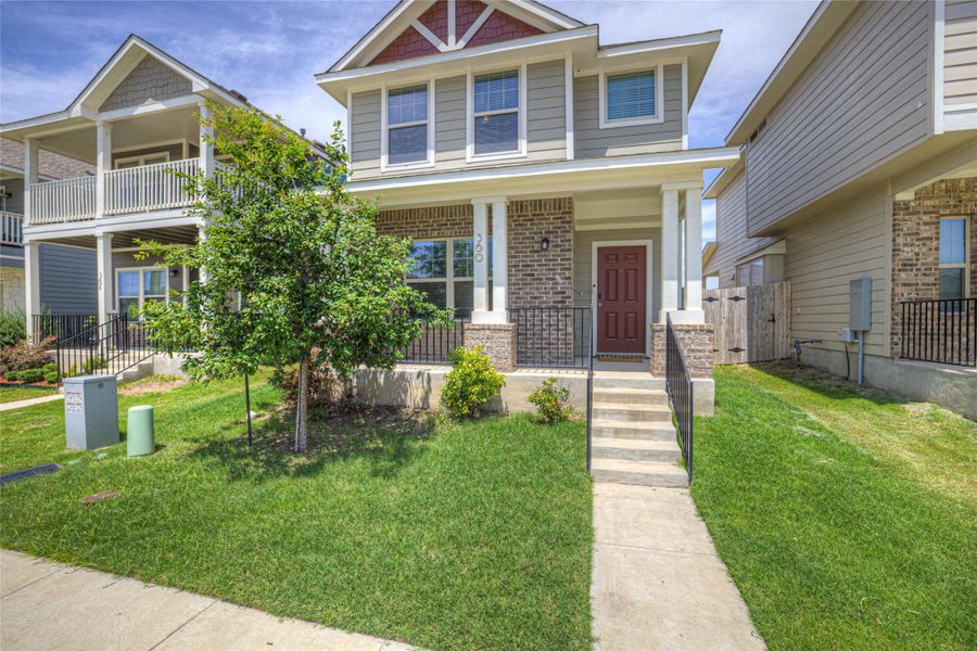 Front exterior of a new home in , San Marcos, TX, highlighting curb appeal (Image 22). Front exterior of a new home in , San Marcos, TX, highlighting curb appeal (Image 22).