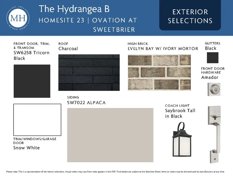 Sample of building materials used in homes in Ovation at Sweetbrier, Durham (Image 4).
