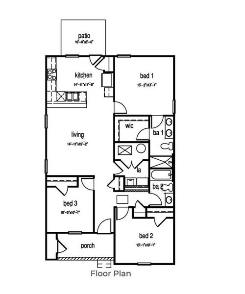 2D floor plan layout for the Lewis by D.R. Horton in The Park at Wilkinson, Orangeburg, SC (Image 3).