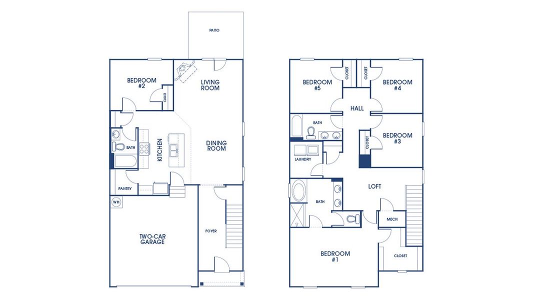 2D floor plan layout for the Robie by D.R. Horton in Kingston Ranch at Lake Oconee, Buckhead, GA (Image 4).