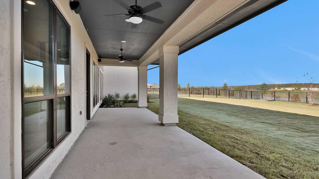 Exterior details and patio area of a home in Bridgeland 80', Cypress (Image 4). Exterior details and patio area of a home in Bridgeland 80', Cypress (Image 4).