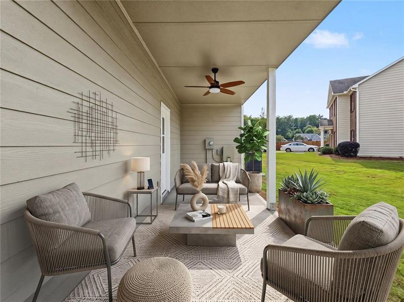 Exterior details and patio area of a home in , Austell (Image 3).