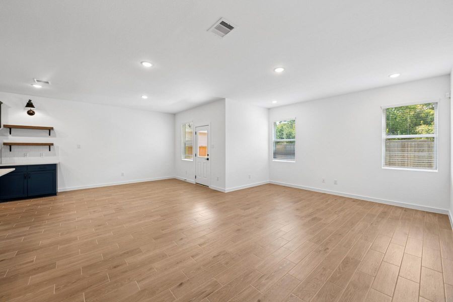 Open great room and dining area (*Photo not of actual home and used for illustration purposes only.) Open great room and dining area (*Photo not of actual home and used for illustration purposes only.)