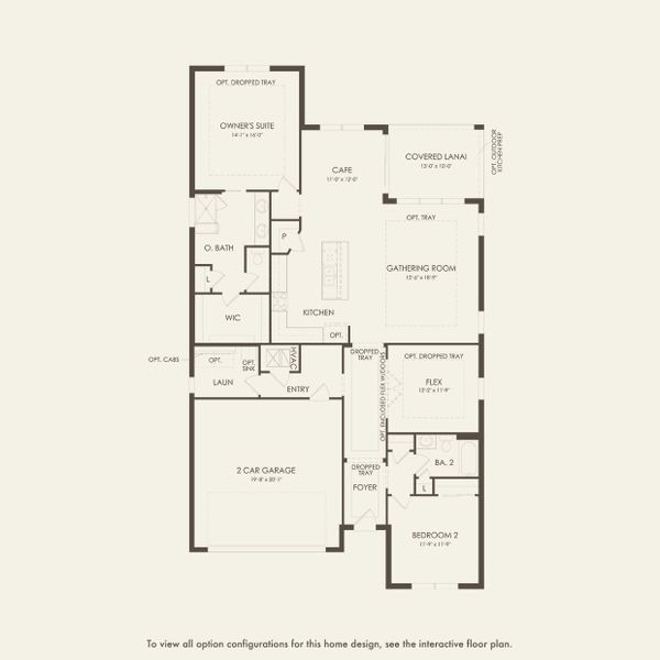 2D floor plan layout for the Coral by Pulte Homes in Seaire, Parrish, FL (Image 5).