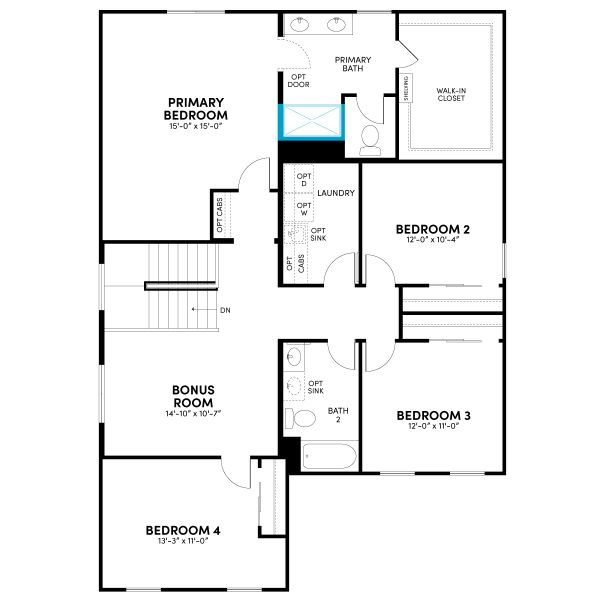 Floor 2: Shower at Primary Bath Option