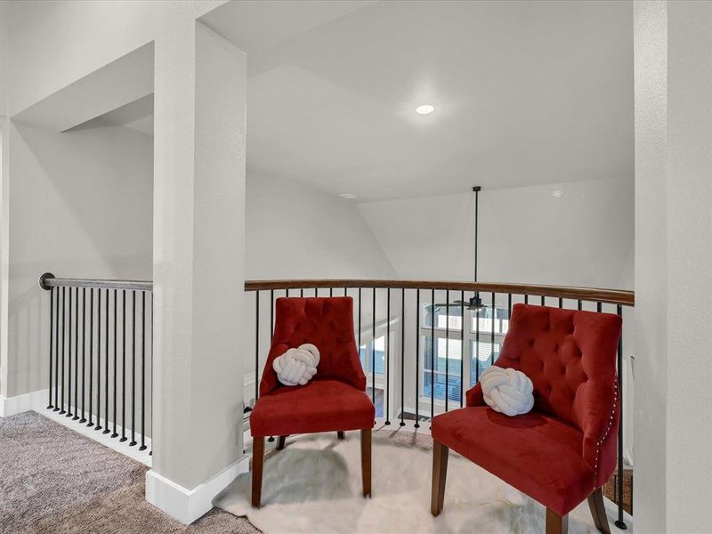 Living area with carpet Living area with carpet