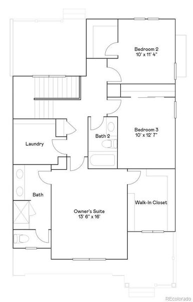 2D floor plan layout of this home in Parterre: Paired Homes, Thornton, CO (Image 3).