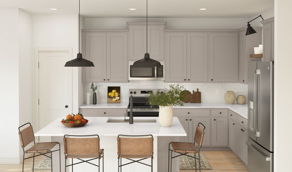 Kitchen with pendant lighting and spacious island