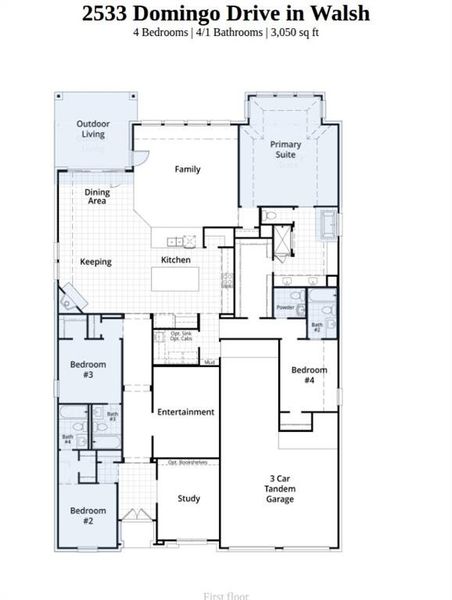 2D floor plan layout of this home in Walsh, Aledo, TX (Image 2).