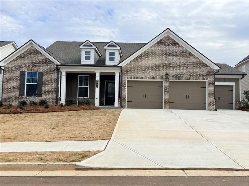 Front exterior of a new home in Ponderosa Farms Reserve, Gainesville, GA, highlighting curb appeal (Image 23).
