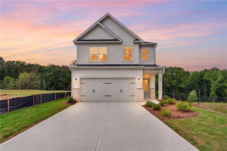 Front exterior of a new home in Villas at Dawsonville, Dawsonville, GA, highlighting curb appeal (Image 24).
