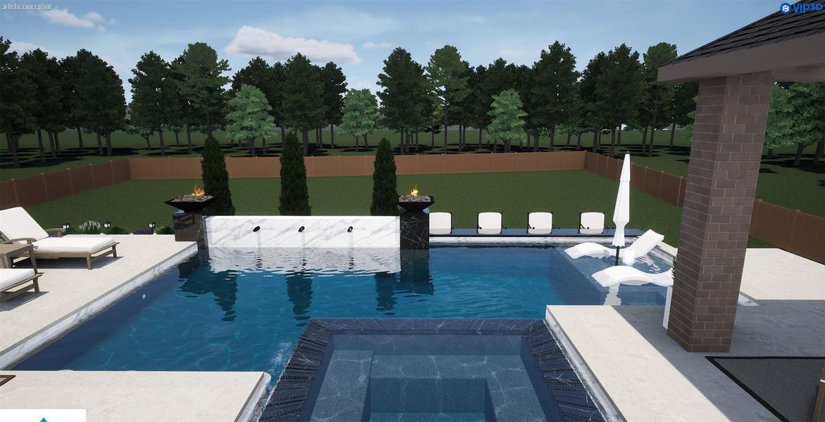 Buyer(s) to independently verify that the lot will fit the pool they would like to have. Picture is for illustration only and is a Pool Rendering.  There is No Pool in this backyard.
