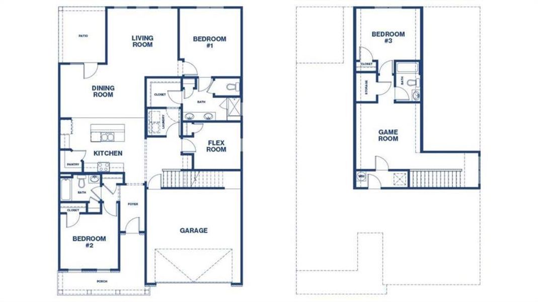 2D floor plan layout of this home in Oak Ridge Meadows - Active Adult, Locust Grove, GA (Image 3).