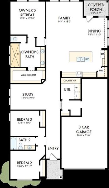 2D floor plan layout of this home in Legacy - Retreat Collection, League City, TX (Image 3). 2D floor plan layout of this home in Legacy - Retreat Collection, League City, TX (Image 3).