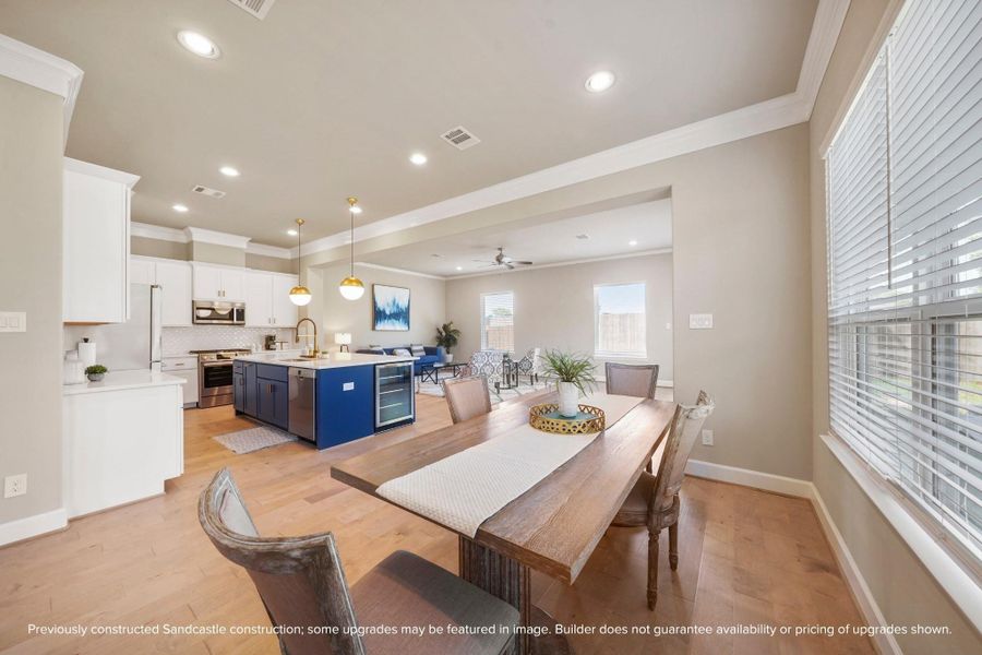 A dining space designed for real life — roomy enough for holidays, cozy enough for weekday dinners, always connected to the heart of the home.