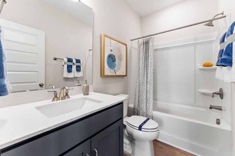 hall bath with tub shower