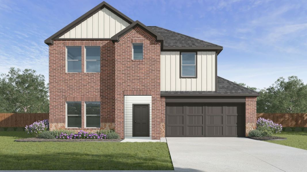 Representative exterior photo of a completed home built from the Knox - 2542 by D.R. Horton in August Trails, Needville, TX (Image 2). Representative exterior photo of a completed home built from the Knox - 2542 by D.R. Horton in August Trails, Needville, TX (Image 2).