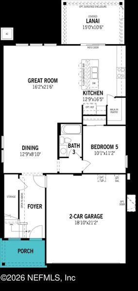 2D floor plan layout of this home in RiverTown, St. Johns, FL (Image 4).