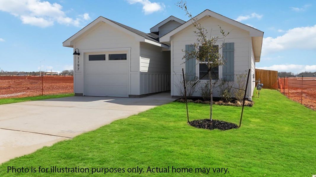 Front exterior of a new home in Marigold, Kyle, TX, highlighting curb appeal (Image 15). Front exterior of a new home in Marigold, Kyle, TX, highlighting curb appeal (Image 15).