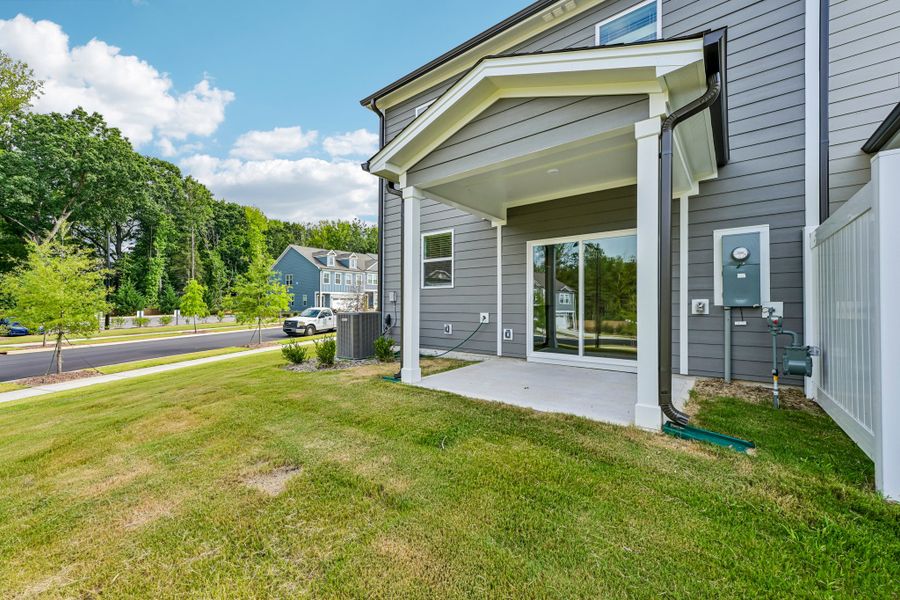 Exterior details and patio area of a home in Forestville Station, Wake Forest (Image 4).