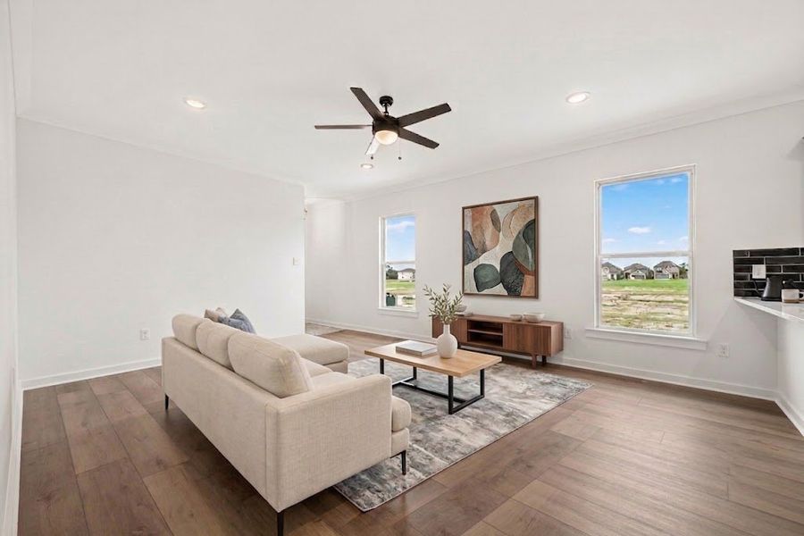 Furnished interior view inside a new home in Mostyn Springs, Magnolia (Image 6). Furnished interior view inside a new home in Mostyn Springs, Magnolia (Image 6).
