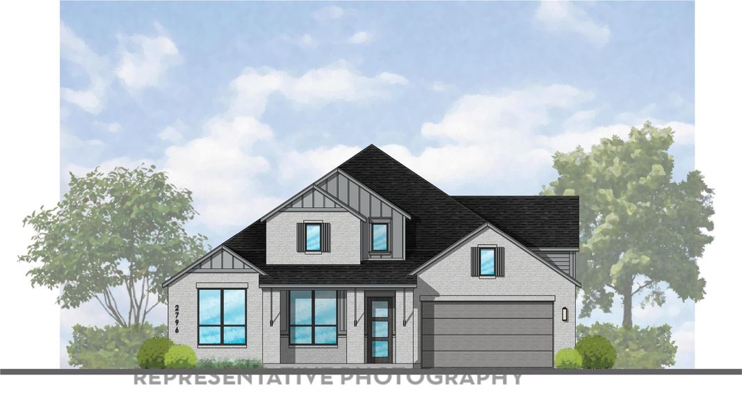 Exterior rendering of this home design in Santa Rita Ranch: 60ft. lots, Liberty Hill, TX (Image 3).