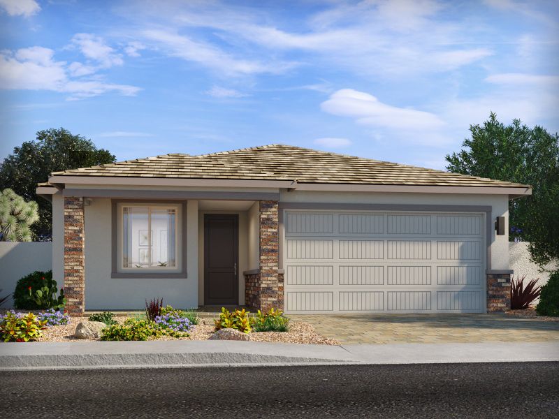 Representative exterior photo of a completed home built from the Mason by Meritage Homes in Meritage Homes by Teravalis - Estate Series, Buckeye, AZ (Image 13). Representative exterior photo of a completed home built from the Mason by Meritage Homes in Meritage Homes by Teravalis - Estate Series, Buckeye, AZ (Image 13).