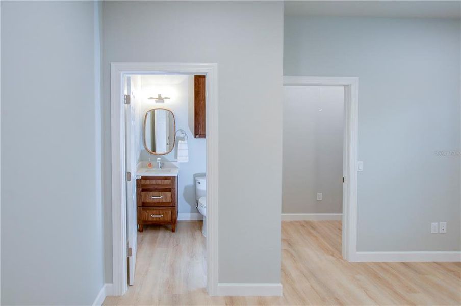 Powder room and walk in closet