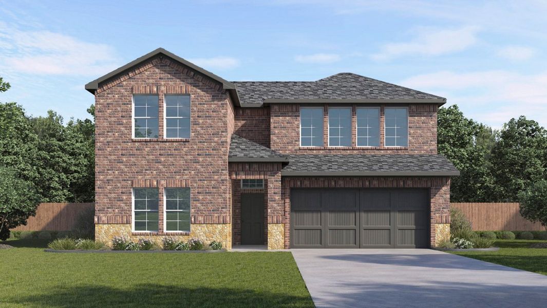 Representative exterior photo of a completed home built from the Ozark by D.R. Horton in Cottonwood, Dorchester, TX (Image 1). Representative exterior photo of a completed home built from the Ozark by D.R. Horton in Cottonwood, Dorchester, TX (Image 1).