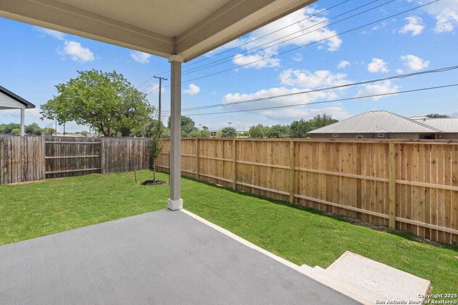 Exterior details and patio area of a home in August Fields, New Braunfels (Image 3).