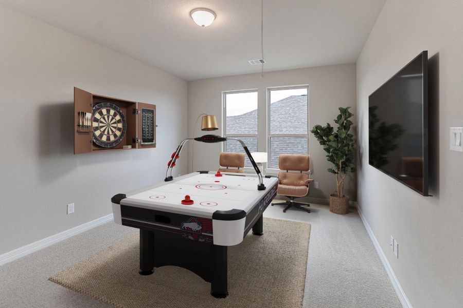 Game room. Note: Sample product photo - actual exterior and interior selections may vary by homesite
