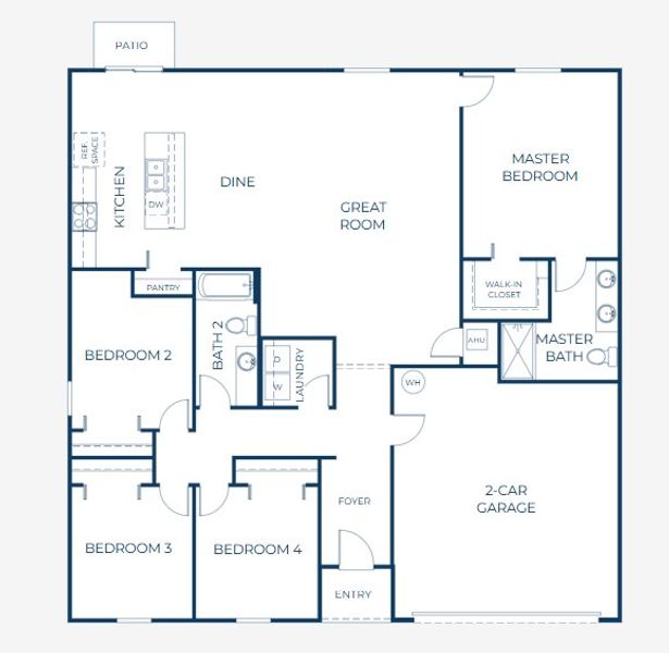 2D floor plan layout for the Orchid by Maronda Homes in Spring Hill, Spring Hill, FL (Image 4).