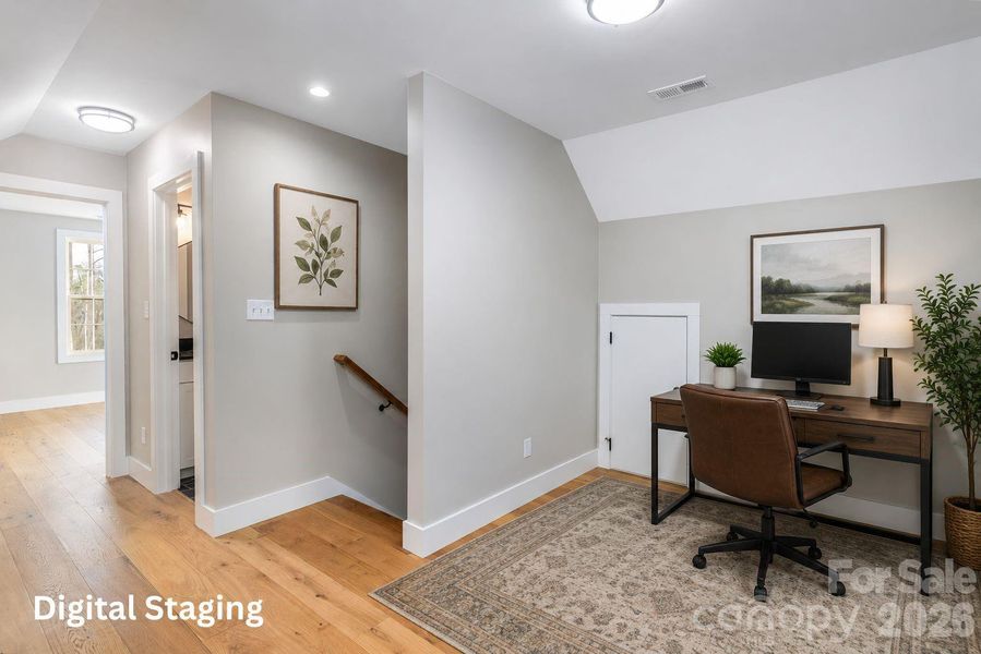 "The Laurel". Upper level flex space. Representative photo from Corner Rock Builders showing similar floorplan, craftsmanship, quality of construction and finish level. Digitally staged. "The Laurel". Upper level flex space. Representative photo from Corner Rock Builders showing similar floorplan, craftsmanship, quality of construction and finish level. Digitally staged.