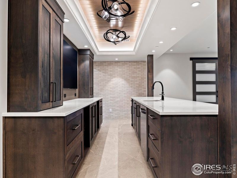 Wet Bar Complete with Dishwasher and Beverage Fridge