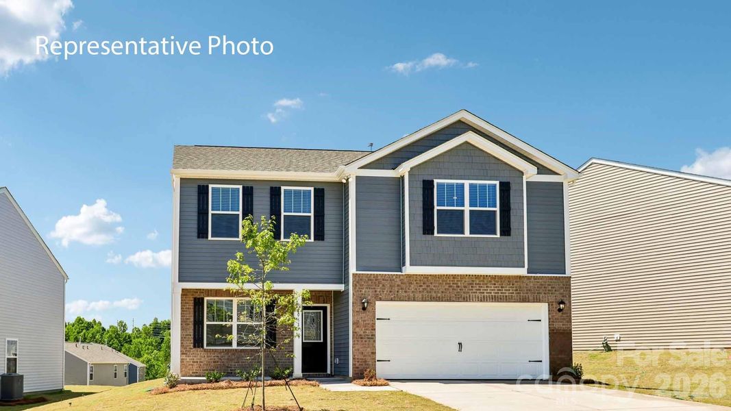 Front exterior of a new home in Brandon Creek, Gastonia, NC, highlighting curb appeal (Image 1). Front exterior of a new home in Brandon Creek, Gastonia, NC, highlighting curb appeal (Image 1).