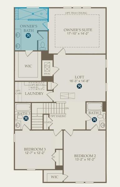 2D floor plan layout of this home in Park's Edge at Carolina Bay, Charleston, SC (Image 4).