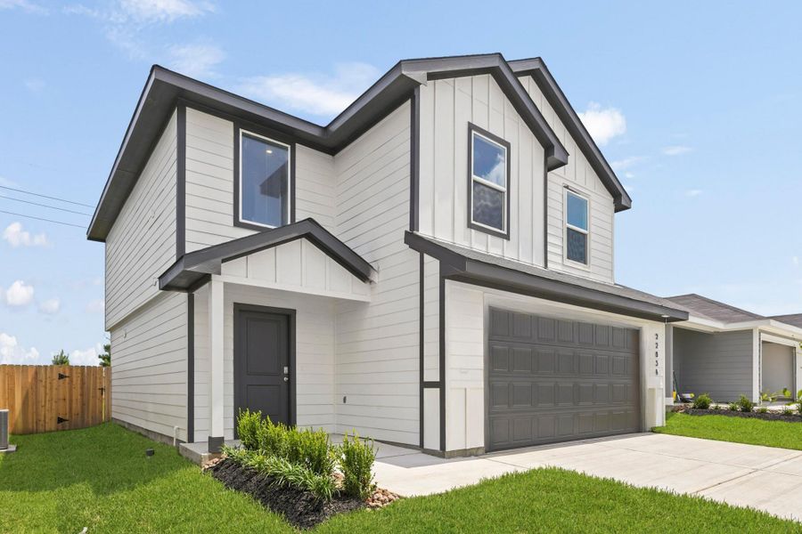 Front exterior of a new home in Sunset Valley, Hockley, TX, highlighting curb appeal (Image 15). Front exterior of a new home in Sunset Valley, Hockley, TX, highlighting curb appeal (Image 15).