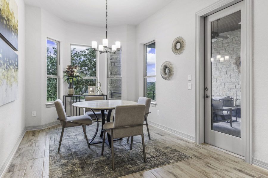 Breakfast area in Ashlyn home at Belle Oaks, Bulverde TX