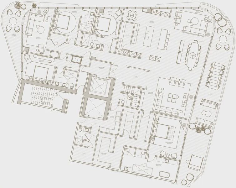 2D floor plan layout for the UPH 3104 by Fortune International Group in The Ritz-Carlton Residences, Pompano Beach - The Beach Tower, Pompano Beach, FL (Image 1).