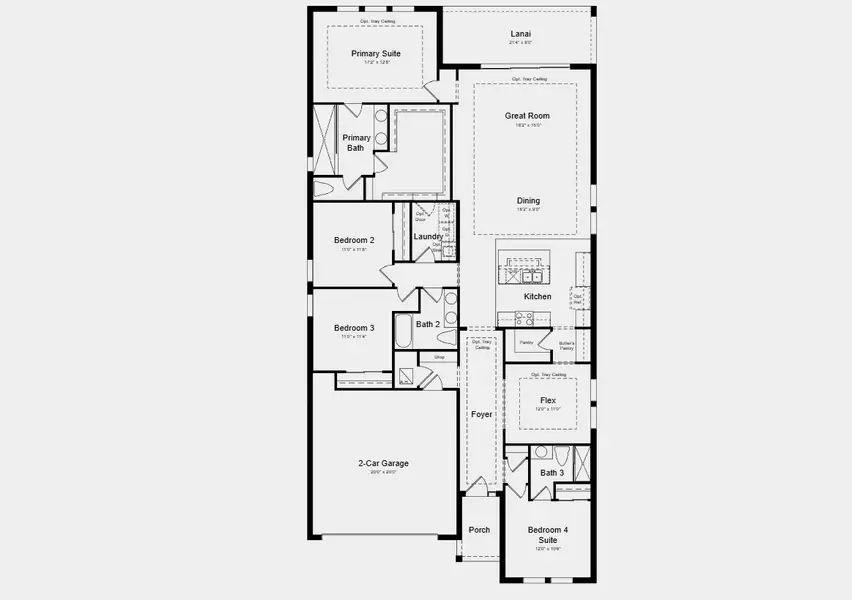 2D floor plan layout for the Longboat by Taylor Morrison in Lochside, Mount Dora, FL (Image 3).