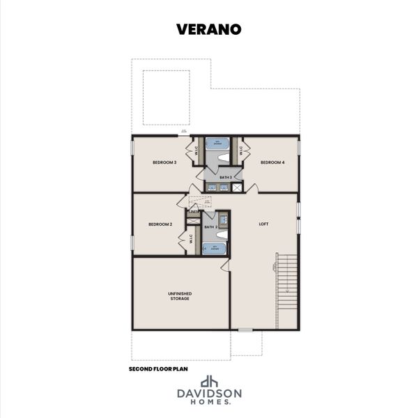 2D floor plan layout for the The Verano F by Davidson Homes LLC in Enclave at Newport, Crosby, TX (Image 3).